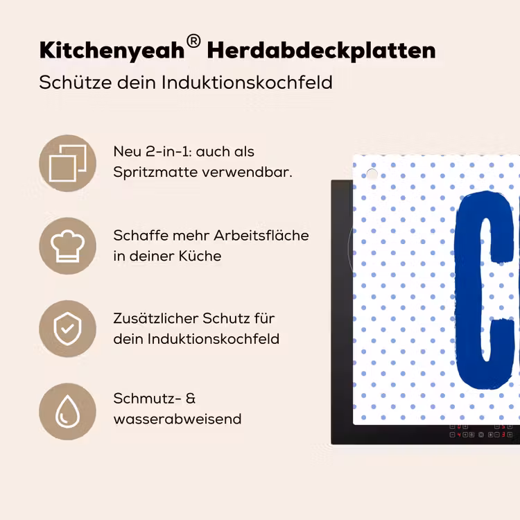 Ciao - Blauw - Stippen Inductie beschemer met haakjes klein -ky-usp-de
