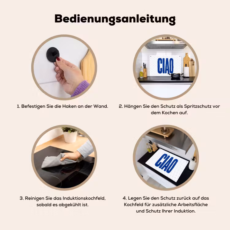 Ciao - Stippen - Roze - Wit Inductie beschemer met haakjes klein -ky-gebruik-de