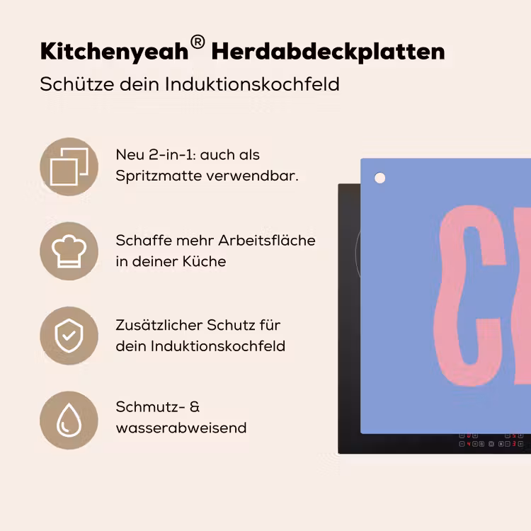 Ciao - Roze - Blauw - Golvend Inductie beschemer met haakjes klein -ky-usp-de