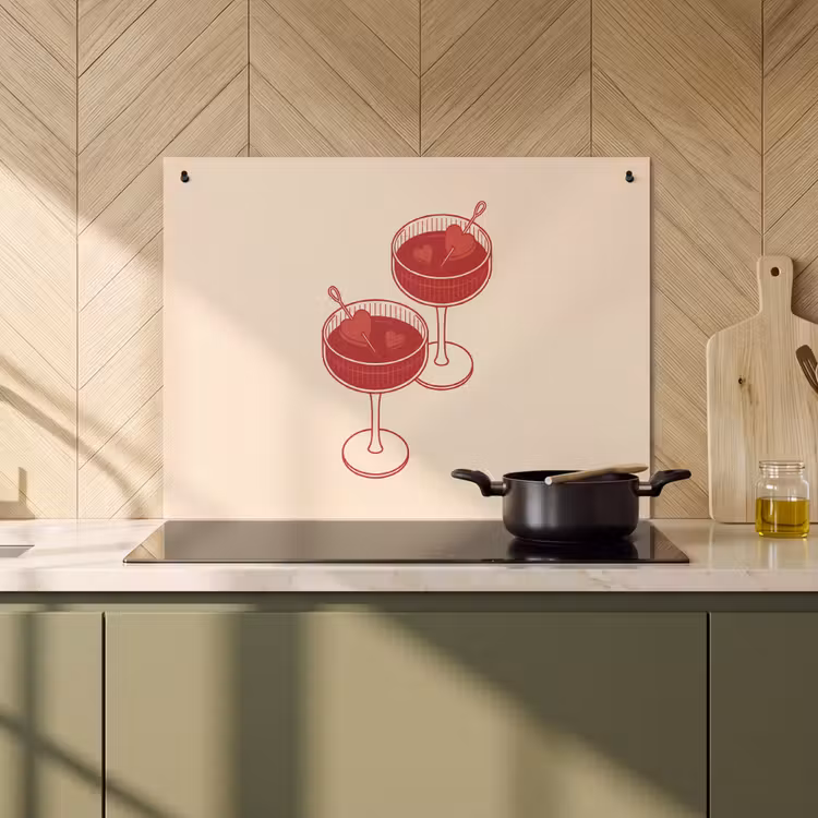 Cocktail - Hartjes - Liefde - Illustratie - Rood Inductie beschemer met haakjes klein -sfeer2