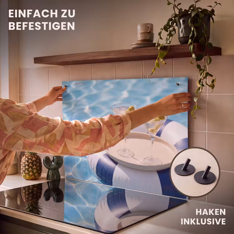 Cocktail - Zwembad - Zomer - Blauw Inductie beschemer met haakjes klein -ky-ophangen-de