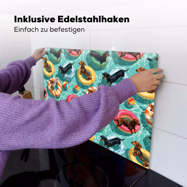 Teckels - Zwembad - Kleurrijk Inductie beschemer met haakjes klein 777 -ky-ophangen-de