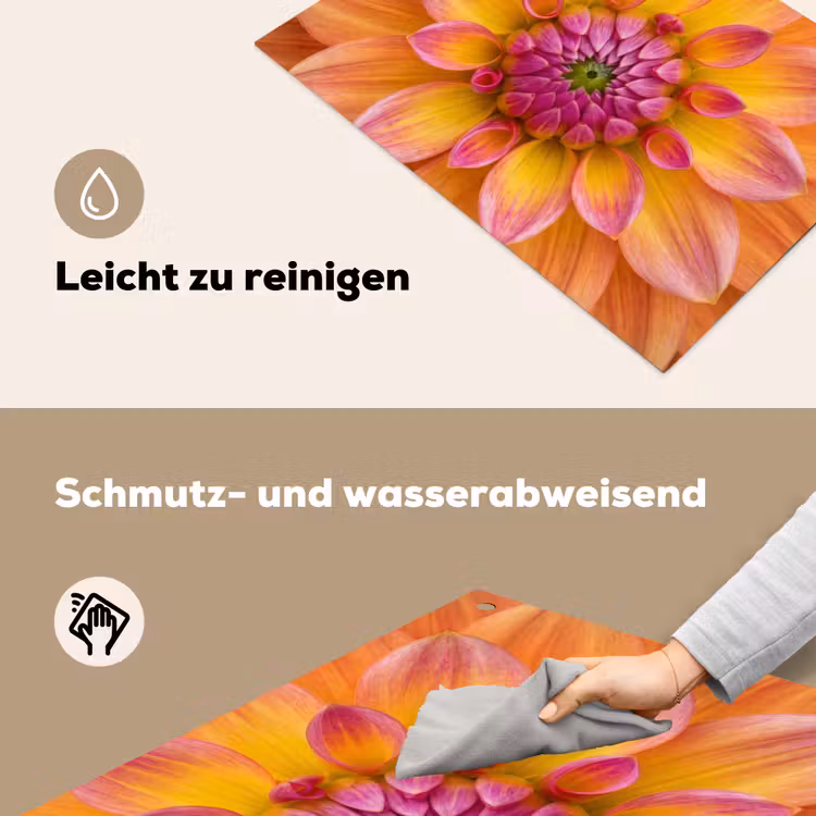 Dahlia - Bloem - Oranje Inductie beschemer met haakjes klein -ky-schoon-de