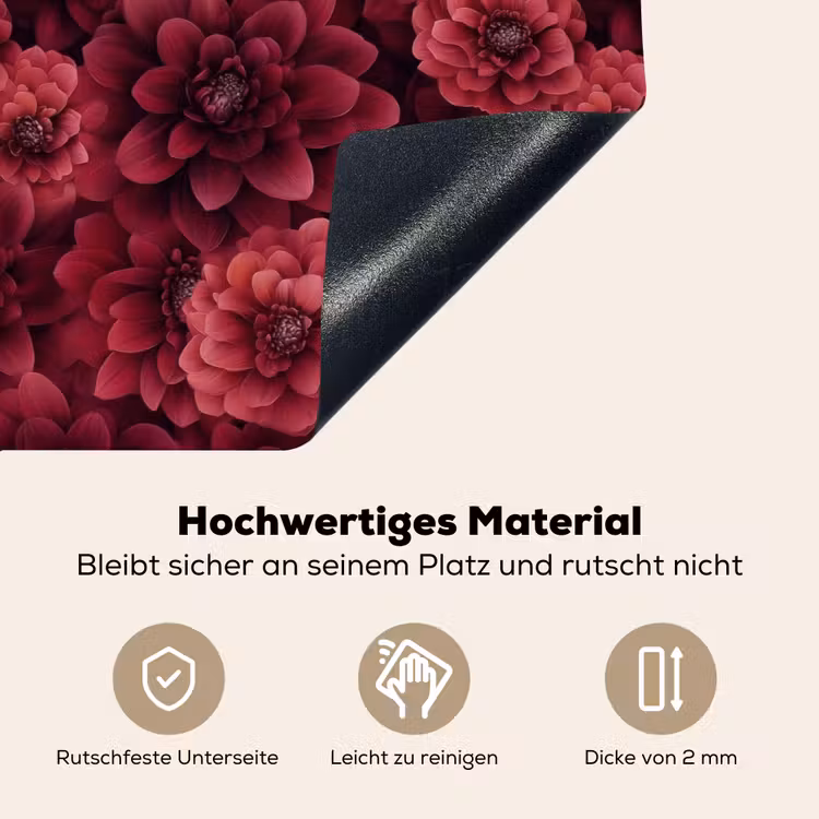 Dahlias - Bloemen - Rood Inductie beschemer met haakjes klein 777 -ky-onderkant-de