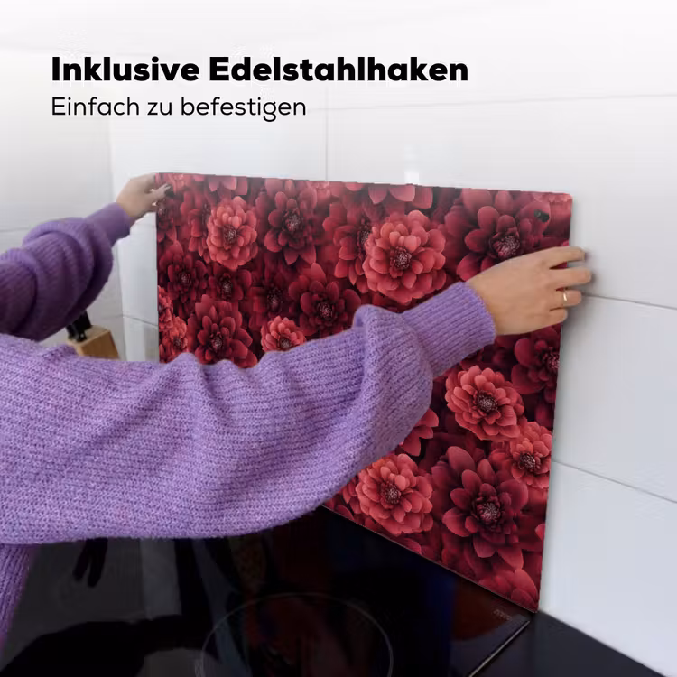Dahlias - Bloemen - Rood Inductie beschemer met haakjes klein 777 -ky-ophangen-de