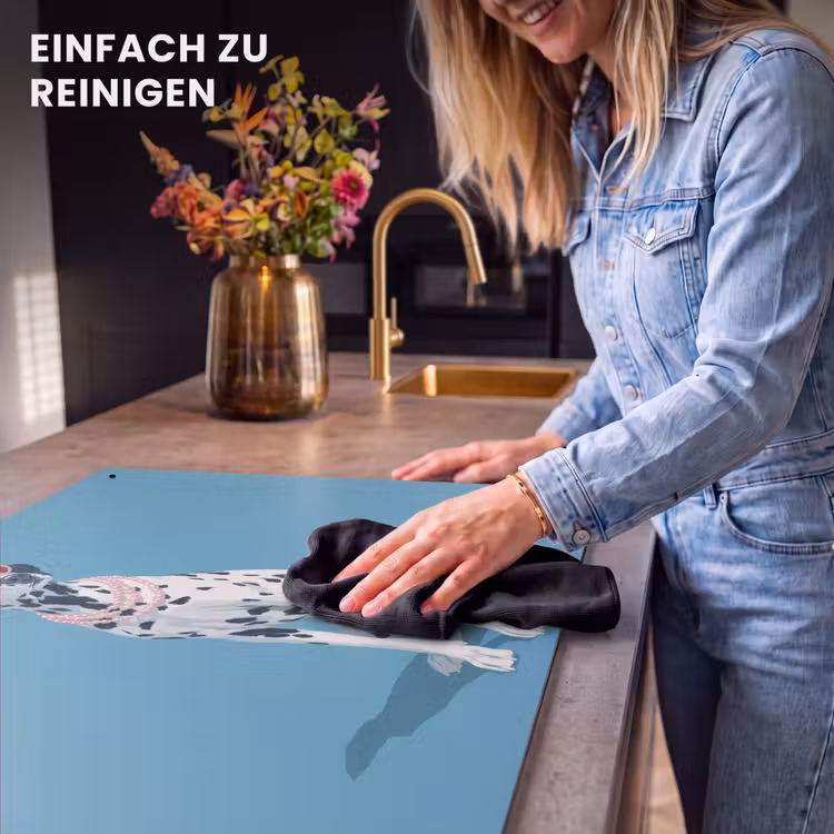 2-in-1 Herdabdeckplatte & Spritzschutz - Dalmatiner - Sonnenbrille - Blau - Dalmatiër - Zonnebril - Blauw Inductie beschemer met haakjes klein