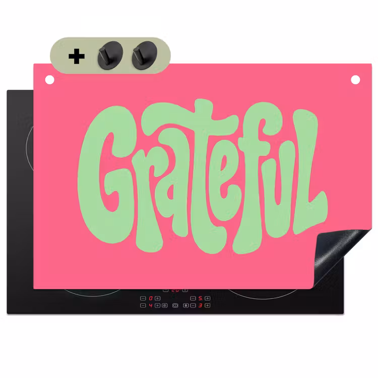 Grateful - Groen - Grafisch - Vloeiend Inductie beschemer met haakjes klein -3d