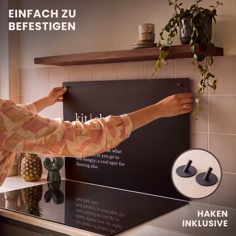 2-in-1 Herdabdeckplatte & Spritzschutz - Das Herz des Hauses - Hart van het Huis Inductie beschemer met haakjes klein