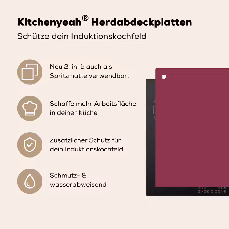 Deep - Rasberry - Rood Inductie beschemer met haakjes klein 777 -ky-usp-de