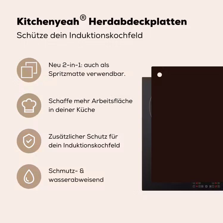 Deep - Obsidian - Bruin Inductie beschemer met haakjes klein 777 -ky-usp-de