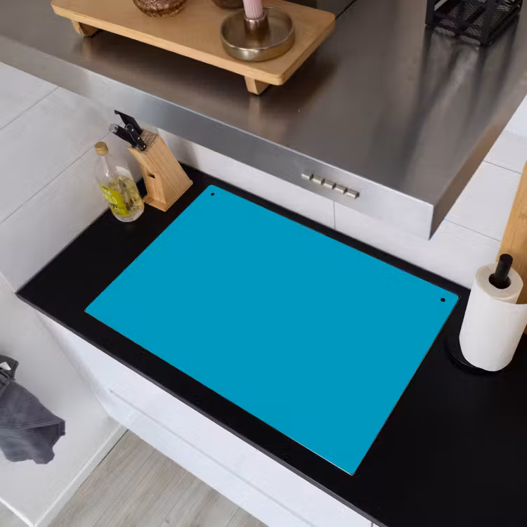 Deep - Turquoise - Turkoois Inductie beschemer met haakjes klein 777 -sfeer1