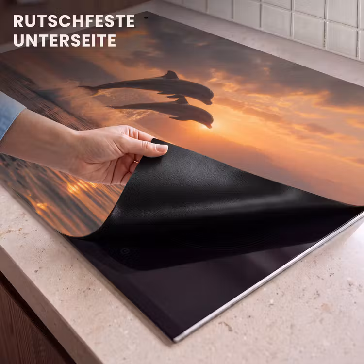 2-in-1 Herdabdeckplatte & Spritzschutz - Delfine - Meer - Realistisch - Dolfijnen - Zee - Realistisch Inductie beschemer met haakjes klein