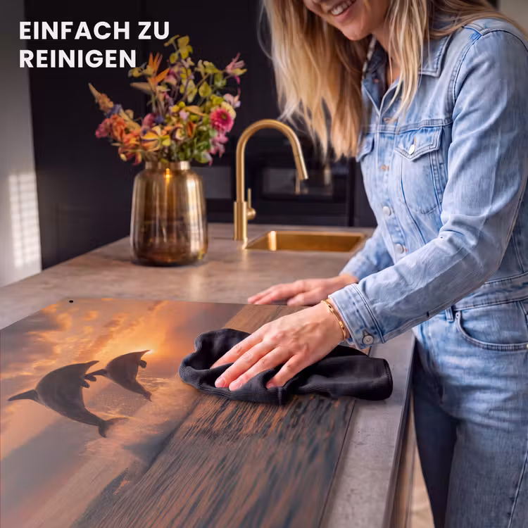 2-in-1 Herdabdeckplatte & Spritzschutz - Delfine - Meer - Realistisch - Dolfijnen - Zee - Realistisch Inductie beschemer met haakjes klein