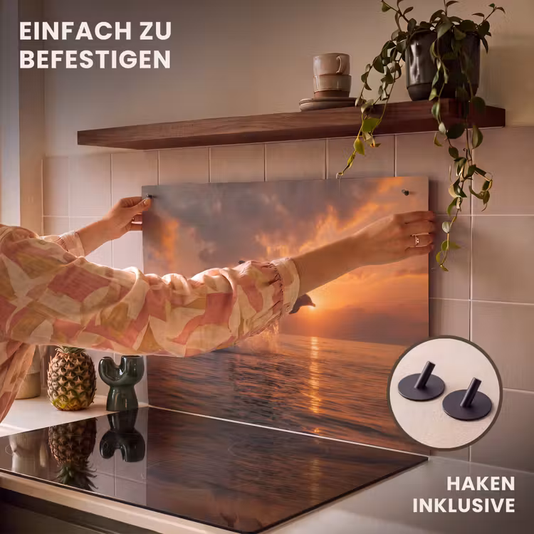 2-in-1 Herdabdeckplatte & Spritzschutz - Delfine - Meer - Realistisch - Dolfijnen - Zee - Realistisch Inductie beschemer met haakjes klein