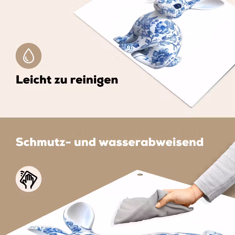 Delftsblauw - Haasje - Wit Inductie beschemer met haakjes klein -ky-schoon-de