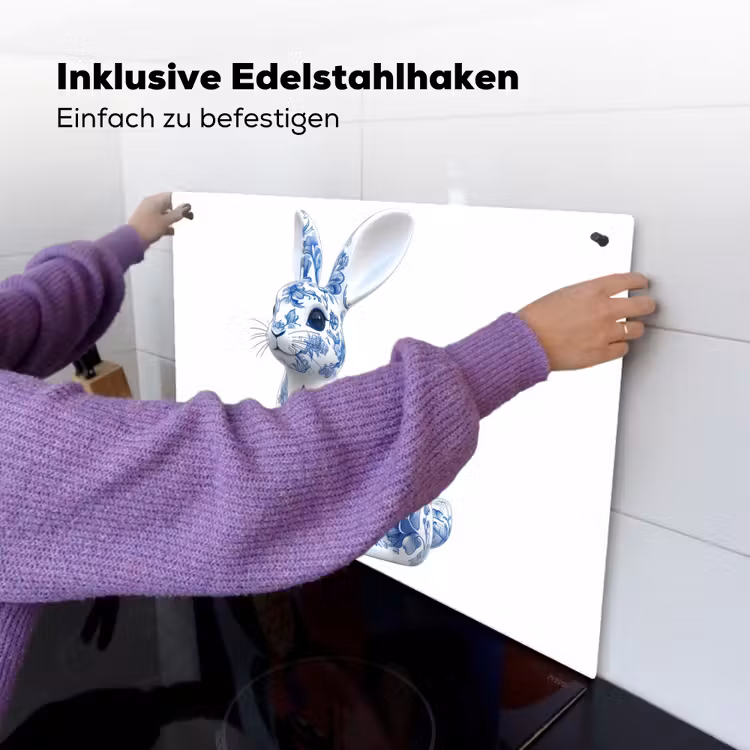 Delftsblauw - Haasje - Wit Inductie beschemer met haakjes klein -ky-ophangen-de