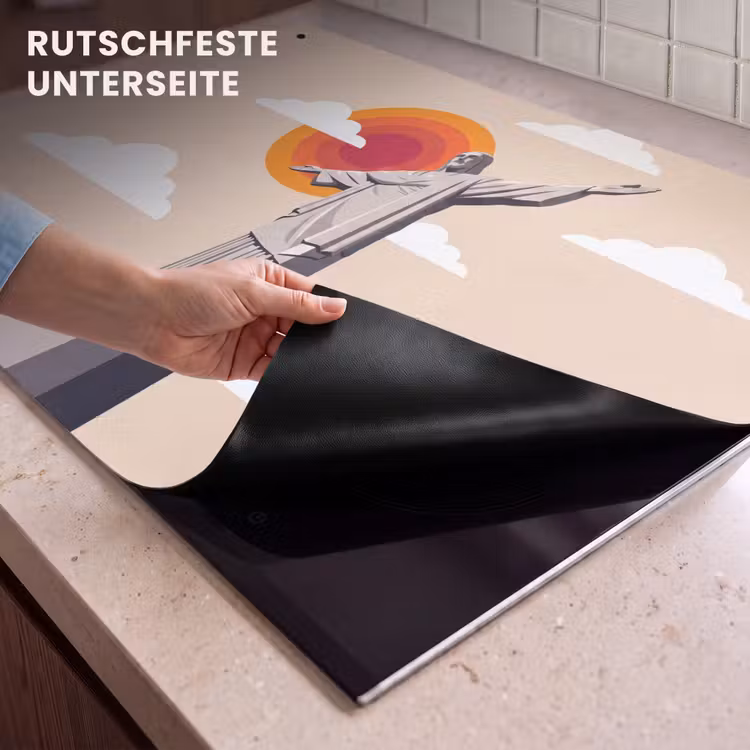 Monument - Stad - Zonsondergang - Minimalistisch - Oranje Inductie beschemer met haakjes klein -ky-onderkant-de