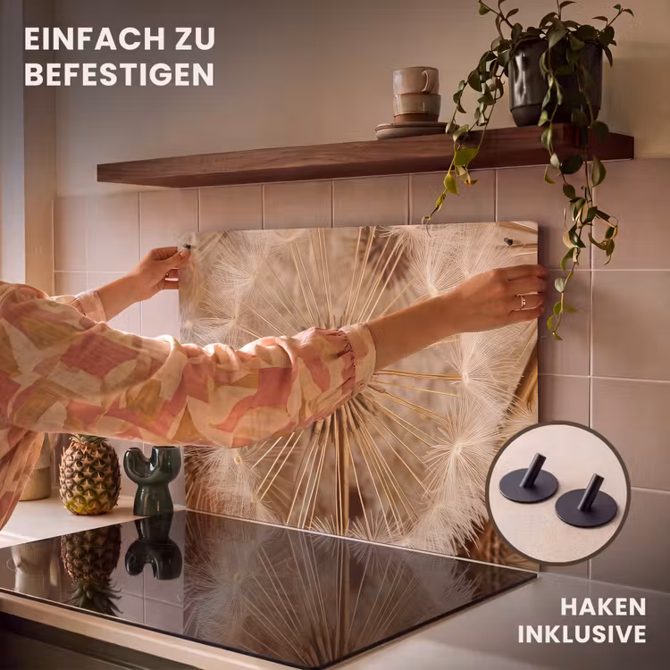 2-in-1 Herdabdeckplatte & Spritzschutz - Der Heiligenschein der Natur - Stralenkrans van de Natuur Inductie beschemer met haakjes klein