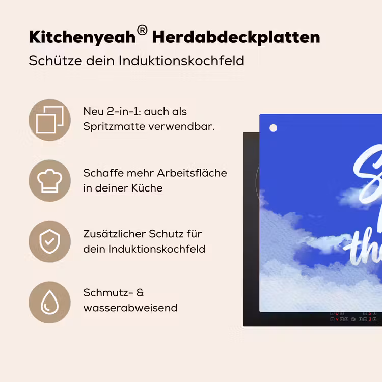 Sky is not the limit - Blauwe lucht - Wolken Inductie beschemer met haakjes klein -ky-usp-de