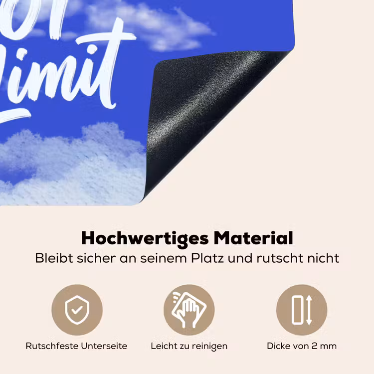 Sky is not the limit - Blauwe lucht - Wolken Inductie beschemer met haakjes klein -ky-onderkant-de