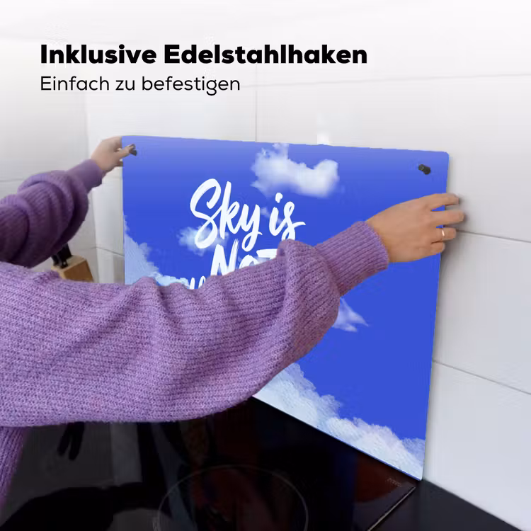 Sky is not the limit - Blauwe lucht - Wolken Inductie beschemer met haakjes klein -ky-ophangen-de