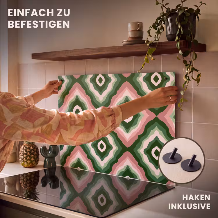 2-in-1 Herdabdeckplatte & Spritzschutz - Design - Organisch - Farbenfroh - Ontwerp - Organisch - Kleurrijk Inductie beschemer met haakjes klein 777