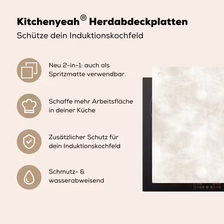 Subtiel - Structuur - Beige Inductie beschemer met haakjes klein 777 -ky-usp-de