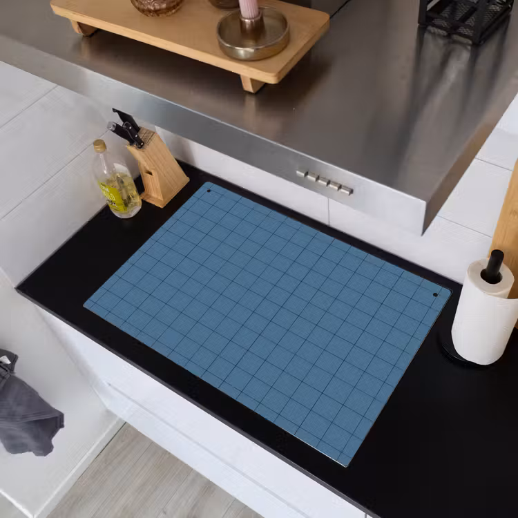 Ruiten - Geometrisch - Blauw Inductie beschemer met haakjes klein 777 -sfeer1