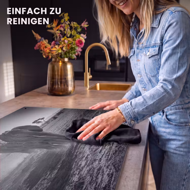 2-in-1 Herdabdeckplatte & Spritzschutz - Die Karawane der alten Giganten - Karavaan van de Oude Reuzen Inductie beschemer met haakjes klein