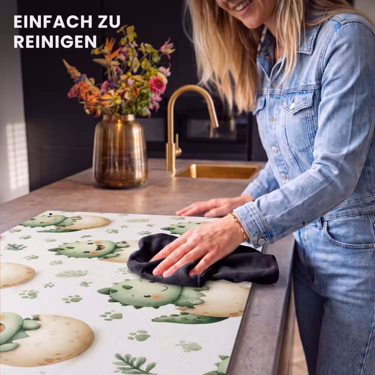 2-in-1 Herdabdeckplatte & Spritzschutz - Dino - Eier - Grün - Dino - Eieren - Groen Inductie beschemer met haakjes klein 777