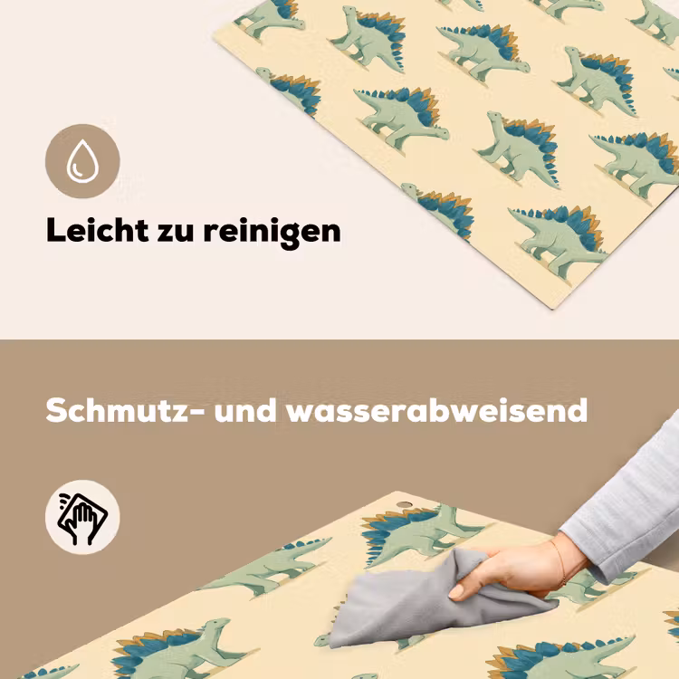 2-in-1 Herdabdeckplatte & Spritzschutz - Dino - Muster - Grün - Dino - Patroon - Groen Inductie beschemer met haakjes klein 777