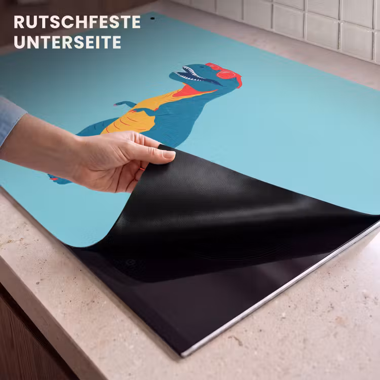 2-in-1 Herdabdeckplatte & Spritzschutz - Dinosaurier - Blau - Sonnenbrille - Dinosaurus - Blauw - Zonnebril Inductie beschemer met haakjes klein