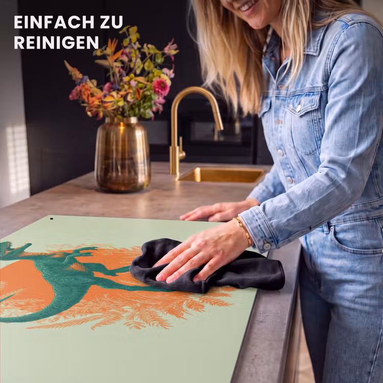 2-in-1 Herdabdeckplatte & Spritzschutz - Dinosaurier - Grün - Pflanzen - Kreis - Dinosaurus - Groen - Planten - Cirkel Inductie beschemer met haakjes klein
