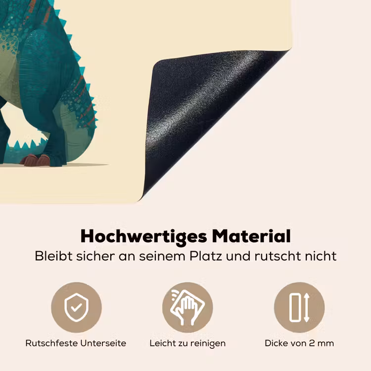 2-in-1 Herdabdeckplatte & Spritzschutz - Dinosaurier - Türkis - Stacheln - Dinosaurus - Turquoise - Stekels Inductie beschemer met haakjes klein