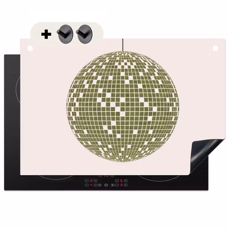 Disco - Bal - Groen - Abstract - Modern Inductie beschemer met haakjes klein -3d