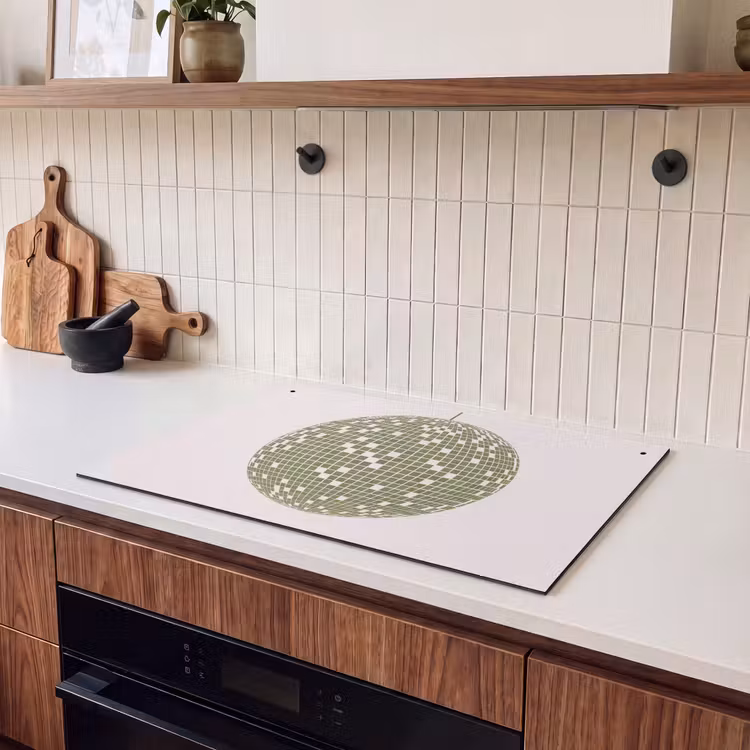 Disco - Bal - Groen - Abstract - Modern Inductie beschemer met haakjes klein -sfeer1