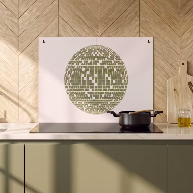 Disco - Bal - Groen - Abstract - Modern Inductie beschemer met haakjes klein -sfeer2