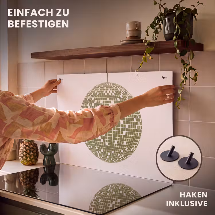 Disco - Bal - Groen - Abstract - Modern Inductie beschemer met haakjes klein -ky-ophangen-de