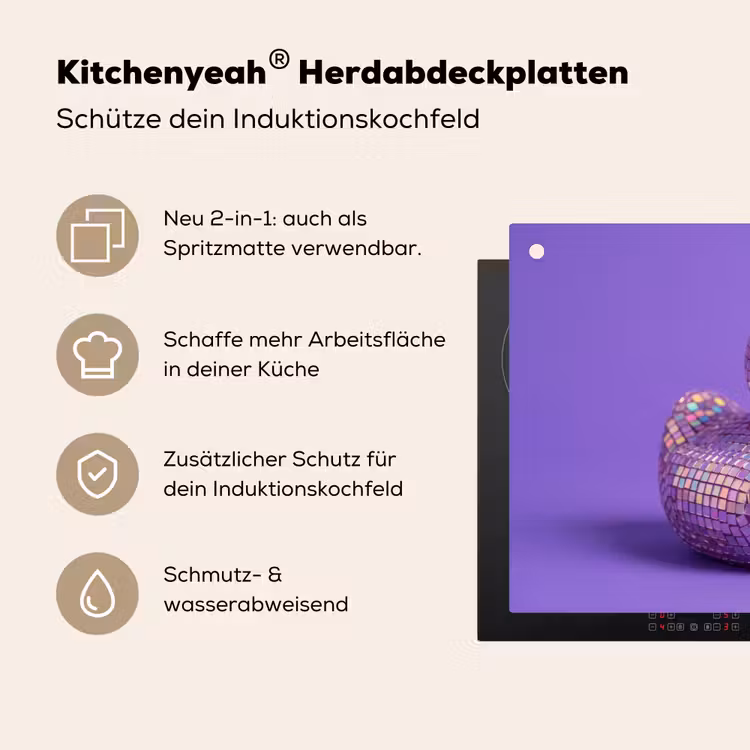 Disco - Eend - Paars Inductie beschemer met haakjes klein -ky-usp-de