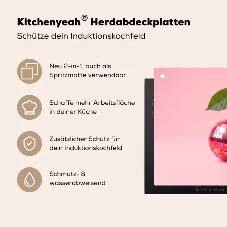 Disco - Kersen - Roze Inductie beschemer met haakjes klein -ky-usp-de