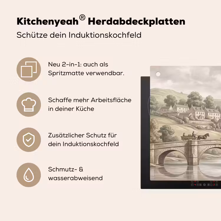 Dorp - Brug - Uitzicht - Groen Inductie beschemer met haakjes klein -ky-usp-de