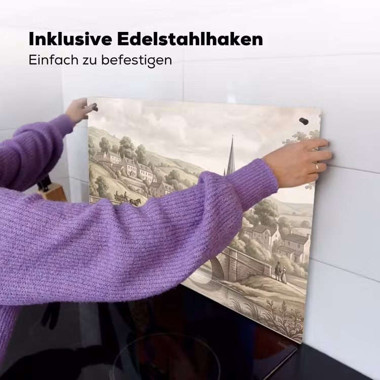 Dorp - Brug - Uitzicht - Groen Inductie beschemer met haakjes klein -ky-ophangen-de