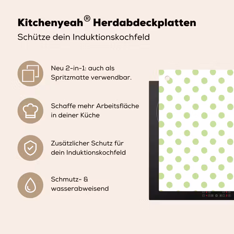 Dots - Klassiek - Groen Inductie beschemer met haakjes klein 777 -ky-usp-de