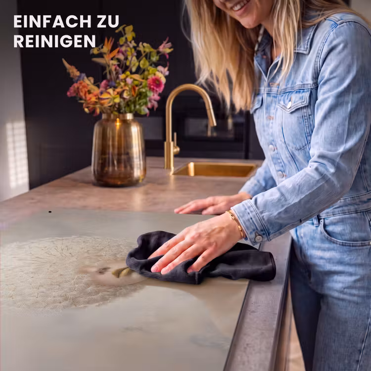 2-in-1 Herdabdeckplatte & Spritzschutz - Dreamy - Beige - Löwenzahnsamen - Dromerig - Beige - Paardenbloemzaadjes Inductie beschemer met haakjes klein