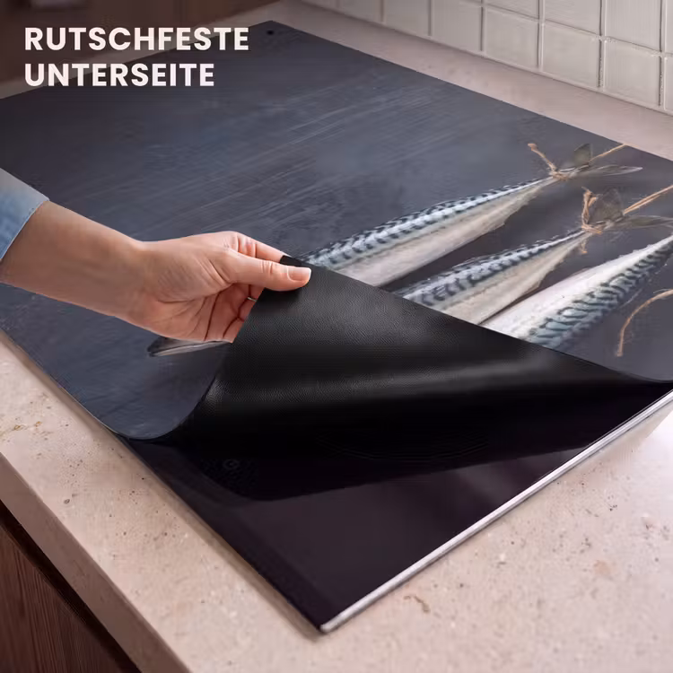 2-in-1 Herdabdeckplatte & Spritzschutz - Drei Fische – Seil - Drie vissen - Touw Inductie beschemer met haakjes klein