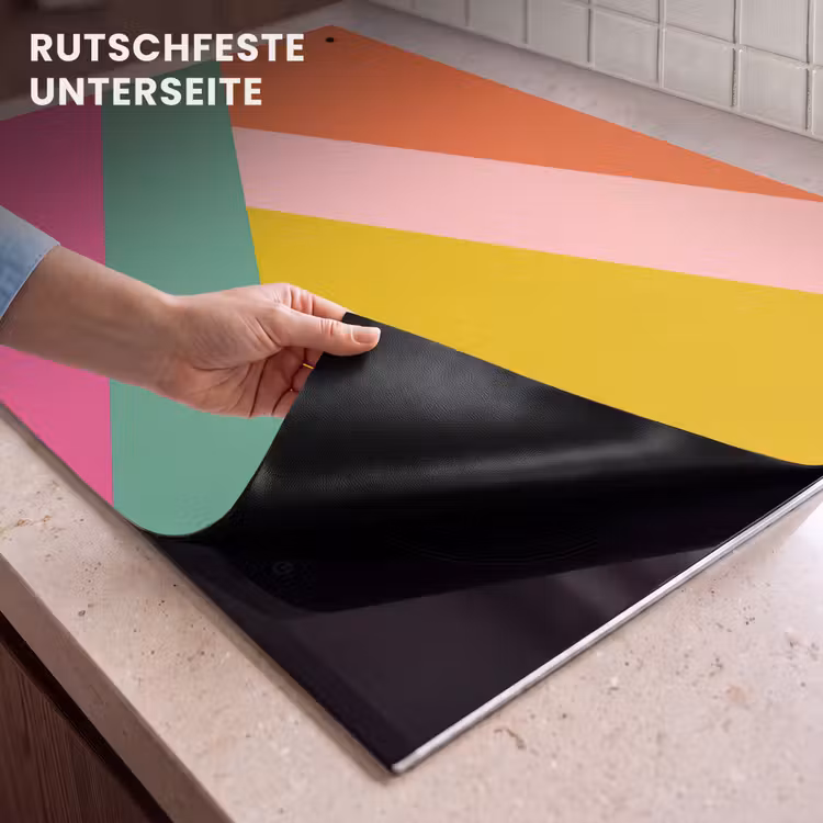 2-in-1 Herdabdeckplatte & Spritzschutz - Dreiecke - Bunt - Abstrakt - Driehoeken - Kleurrijk - Abstract Inductie beschemer met haakjes klein