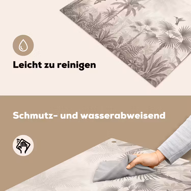 Jungle - Banenboom - Kolibrie - Beige Inductie beschemer met haakjes klein -ky-schoon-de