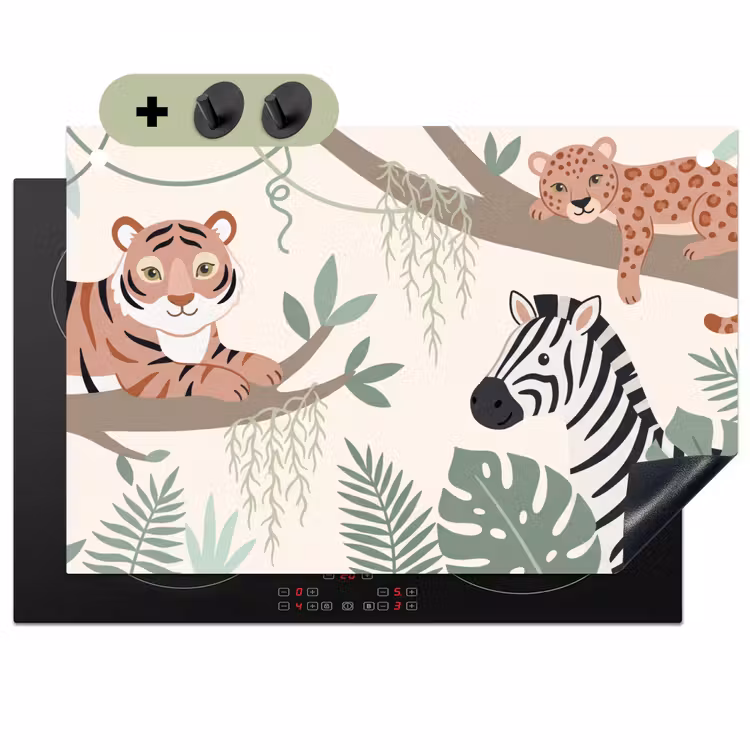 Jungle - Rustiek - Pastel Inductie beschemer met haakjes klein -3d