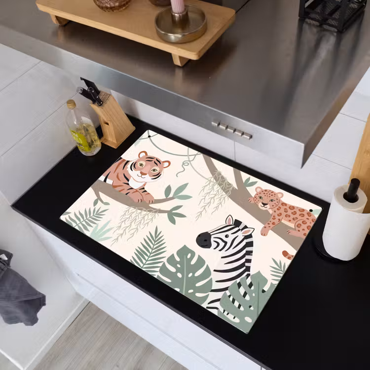 Jungle - Rustiek - Pastel Inductie beschemer met haakjes klein -sfeer1
