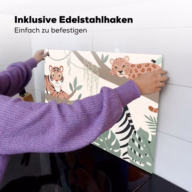 Jungle - Rustiek - Pastel Inductie beschemer met haakjes klein -ky-ophangen-de